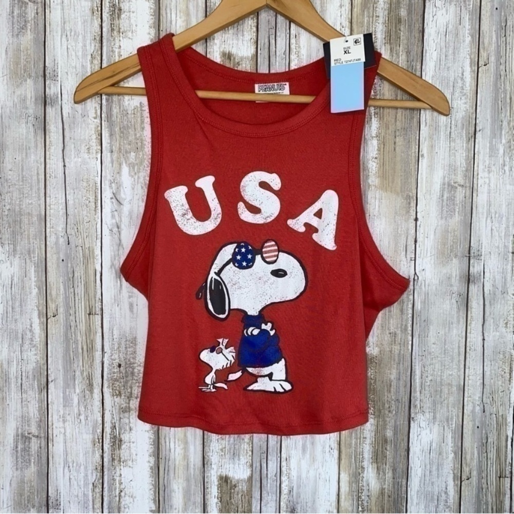 NWT Peanuts USA Snoopy Crop Tank - Picture 2 of 6